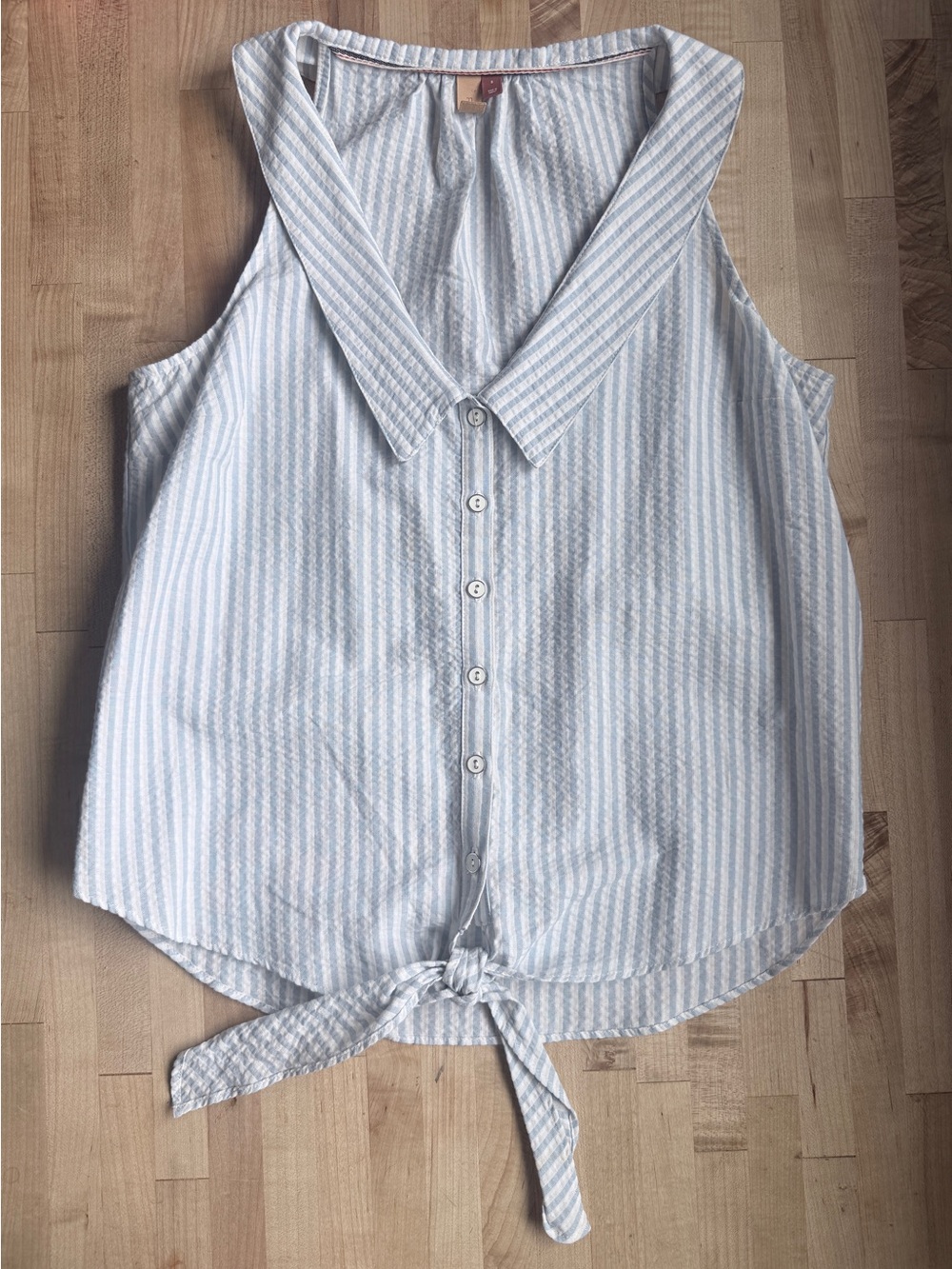 Pilcro Blue & White Striped Sleeveless Button-Up Top